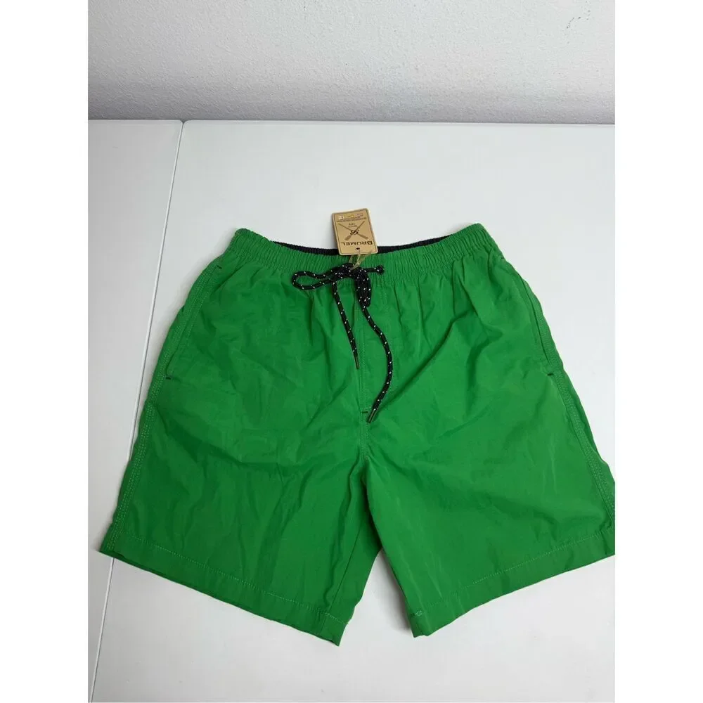 NWT Brumel Boys Swim Trunks Shorts Size M Mesh Lined Green